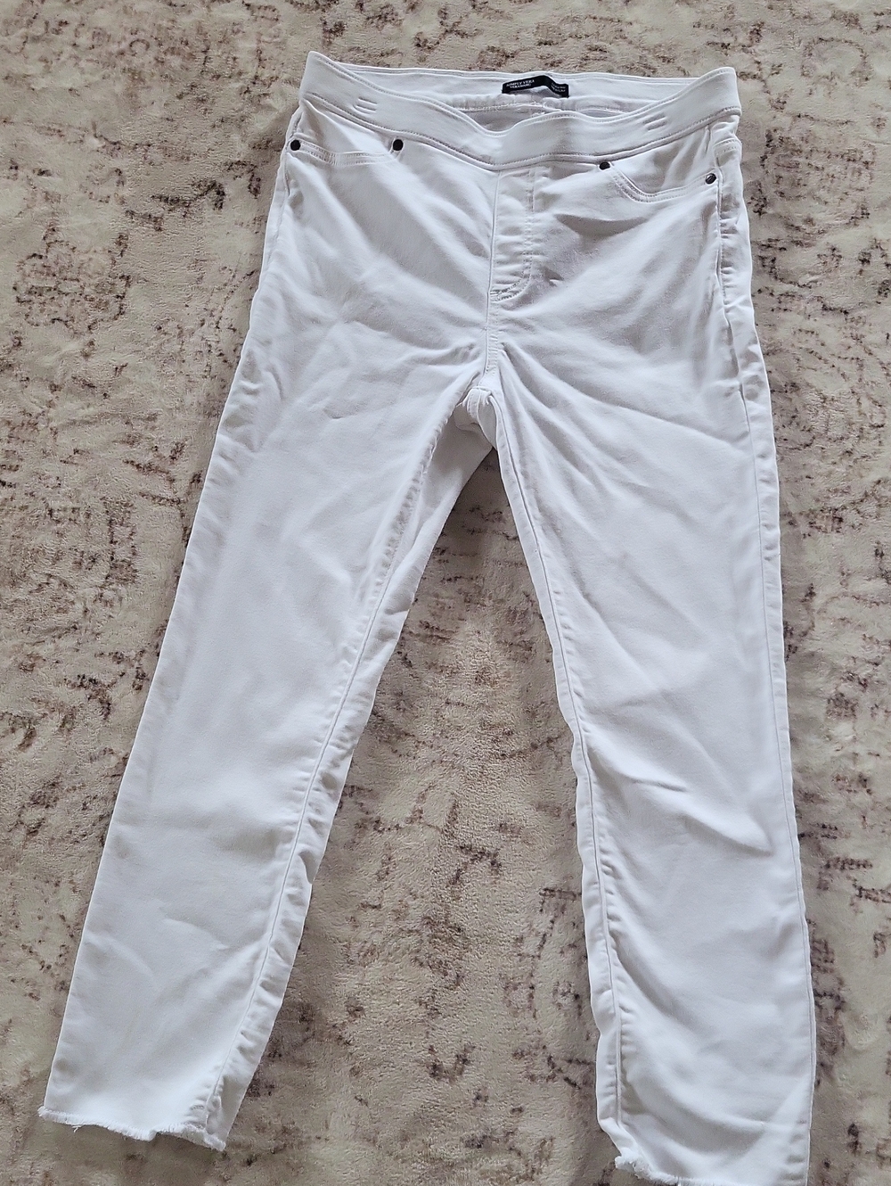 Simply Vera Vera Wang White Skinny Stretch Pants with Raw Hem
